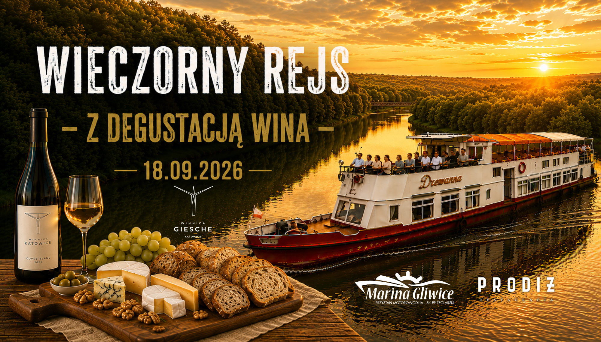 Degustacja wina na rejsie z Mariną Gliwice